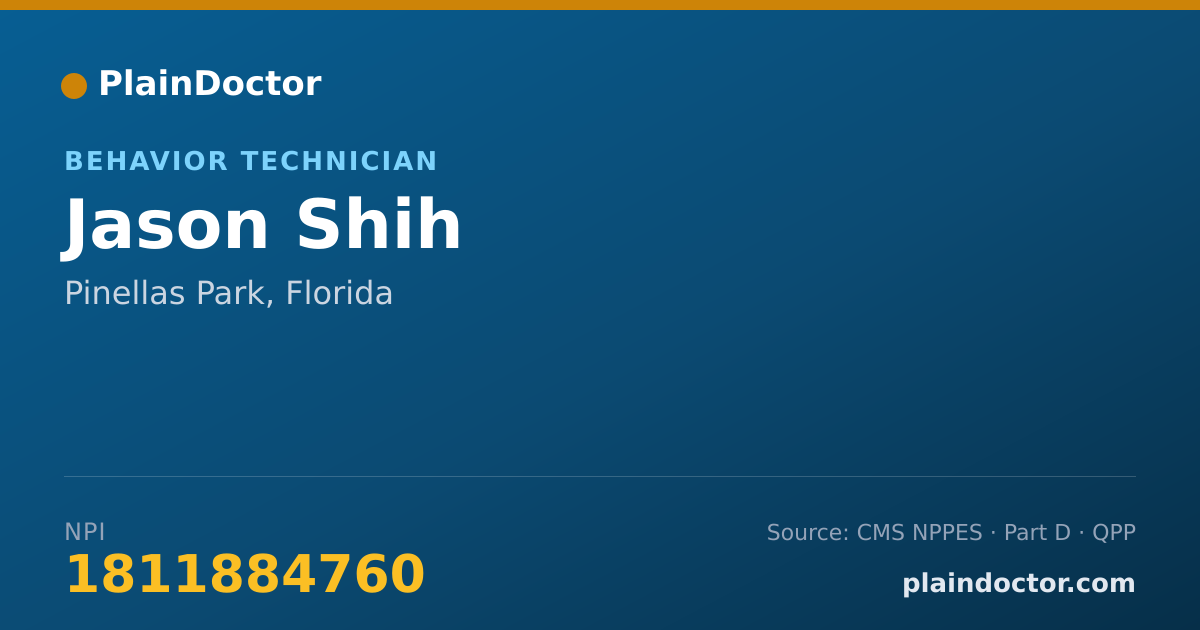Shareable card for Jason Shih - Behavior Technician, Pinellas Park, FL