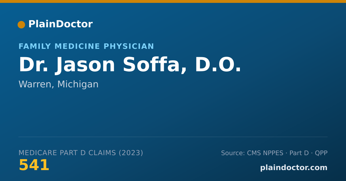 Shareable card for Jason Soffa, D.O. - Family Medicine Physician, Warren, MI