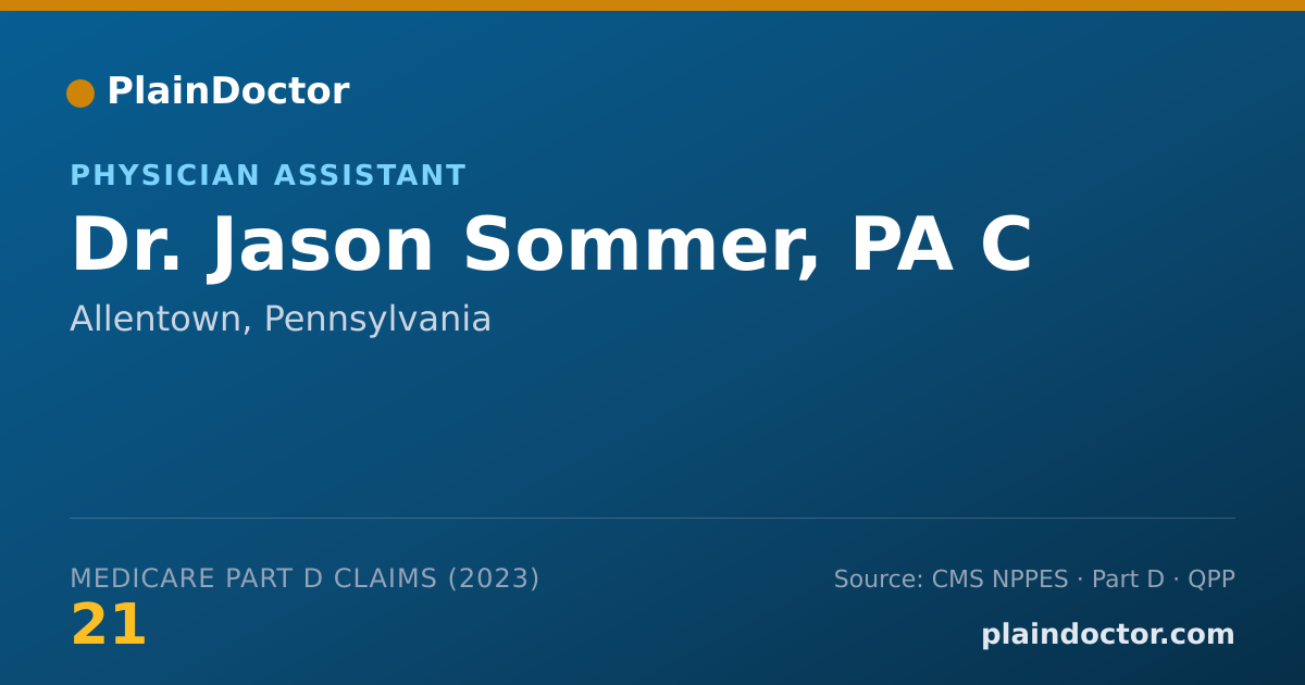 Shareable card for Jason Sommer, PA C - Physician Assistant, Allentown, PA