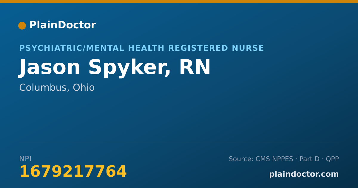 Shareable card for Jason Spyker, RN - Psychiatric/Mental Health Registered Nurse, Columbus, OH