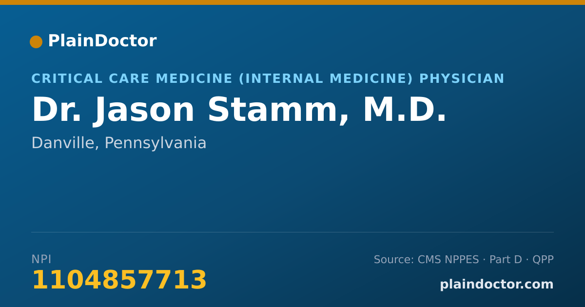 Shareable card for Jason Stamm, M.D. - Critical Care Medicine (Internal Medicine) Physician, Danville, PA