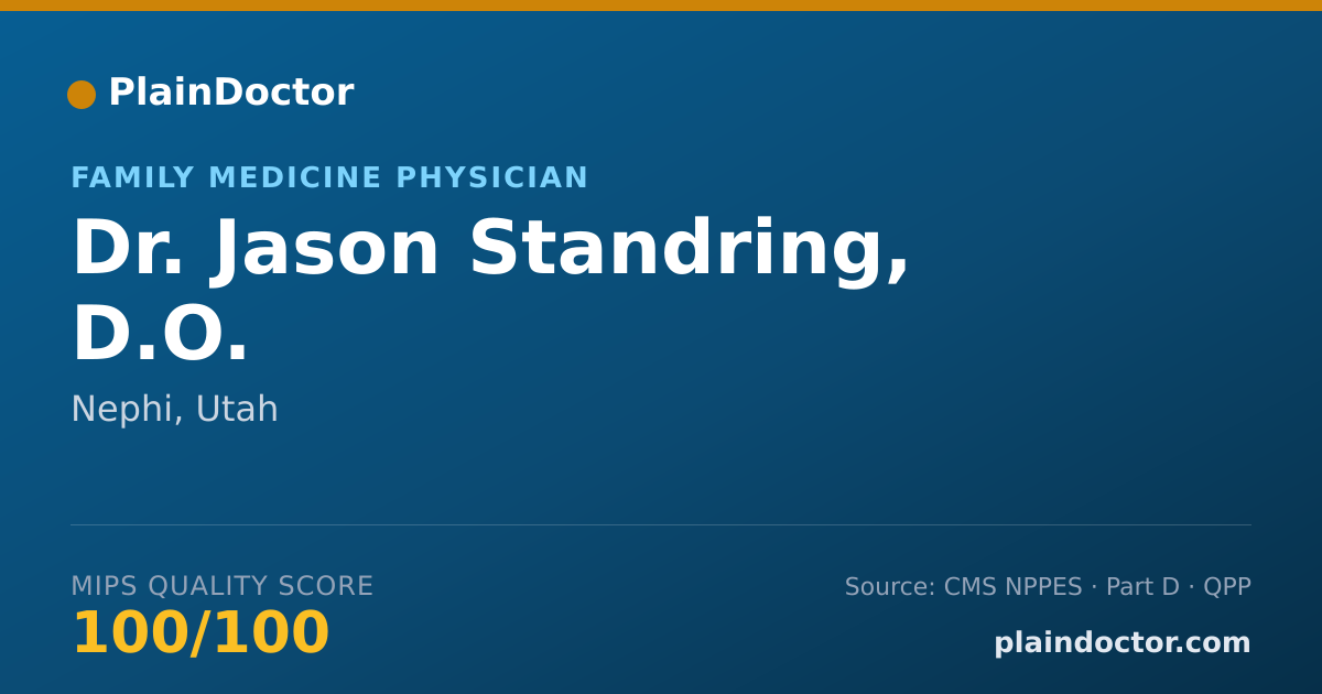 Shareable card for Jason Standring, D.O. - Family Medicine Physician, Nephi, UT