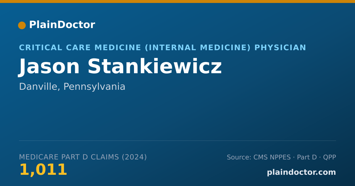Shareable card for Jason Stankiewicz - Critical Care Medicine (Internal Medicine) Physician, Danville, PA
