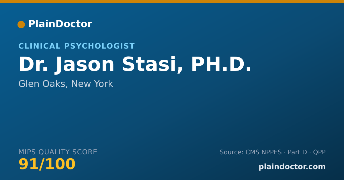 Shareable card for Jason Stasi, PH.D. - Clinical Psychologist, Glen Oaks, NY