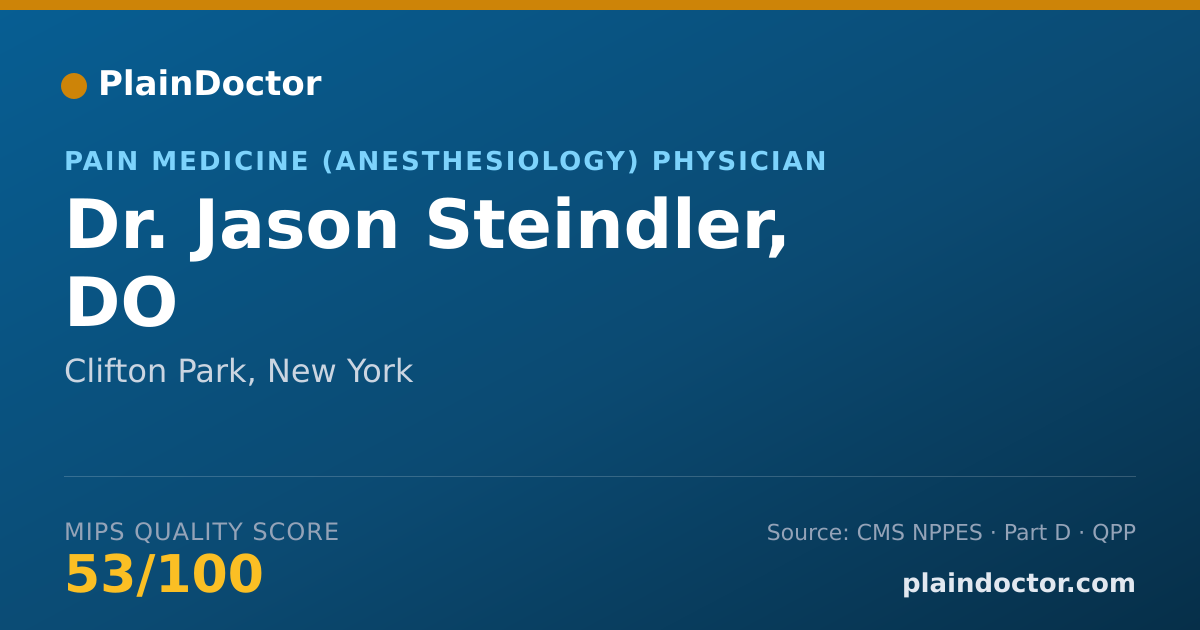 Shareable card for Jason Steindler, DO - Pain Medicine (Anesthesiology) Physician, Clifton Park, NY