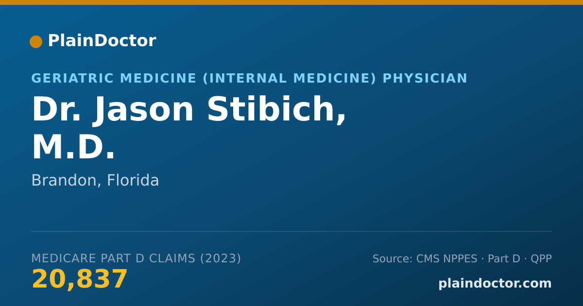 Shareable card for Jason Stibich, M.D. - Geriatric Medicine (Internal Medicine) Physician, Brandon, FL