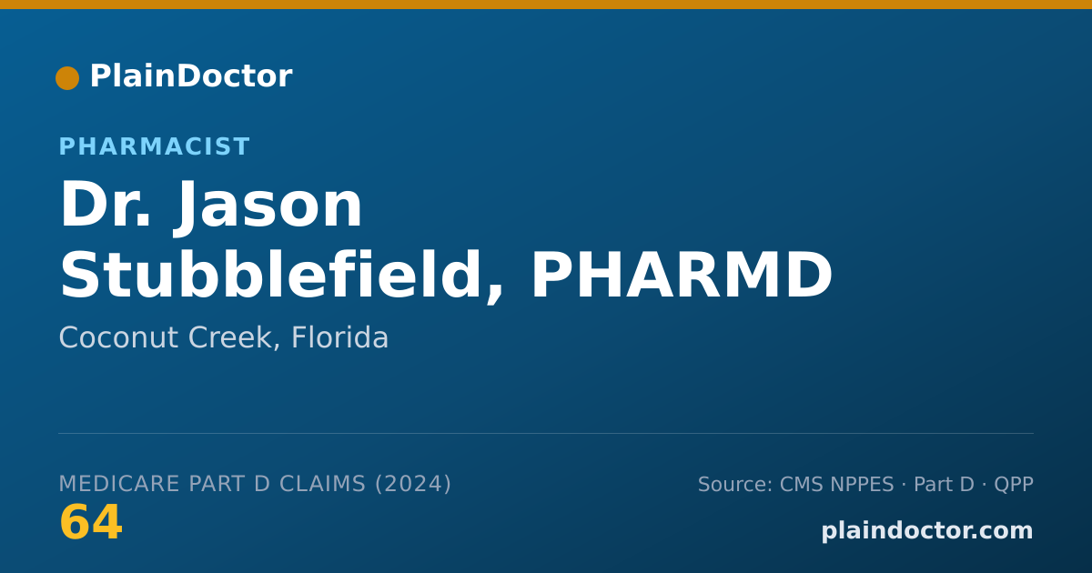 Shareable card for Jason Stubblefield, PHARMD - Pharmacist, Coconut Creek, FL