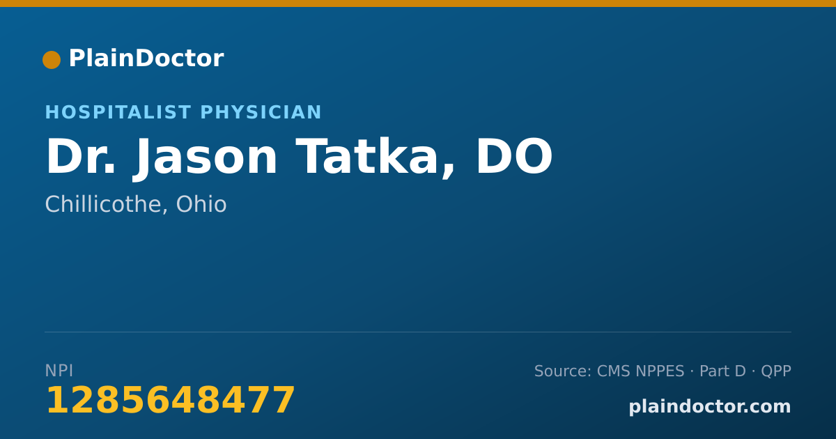 Shareable card for Jason Tatka, DO - Hospitalist Physician, Chillicothe, OH