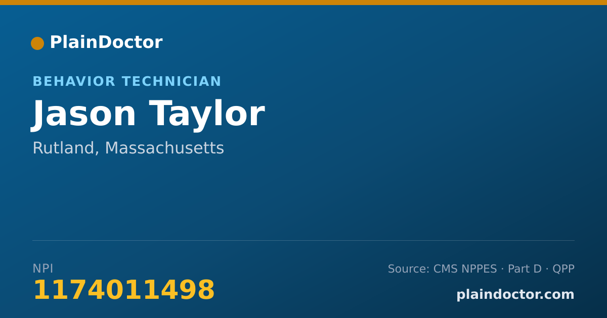 Shareable card for Jason Taylor - Behavior Technician, Rutland, MA