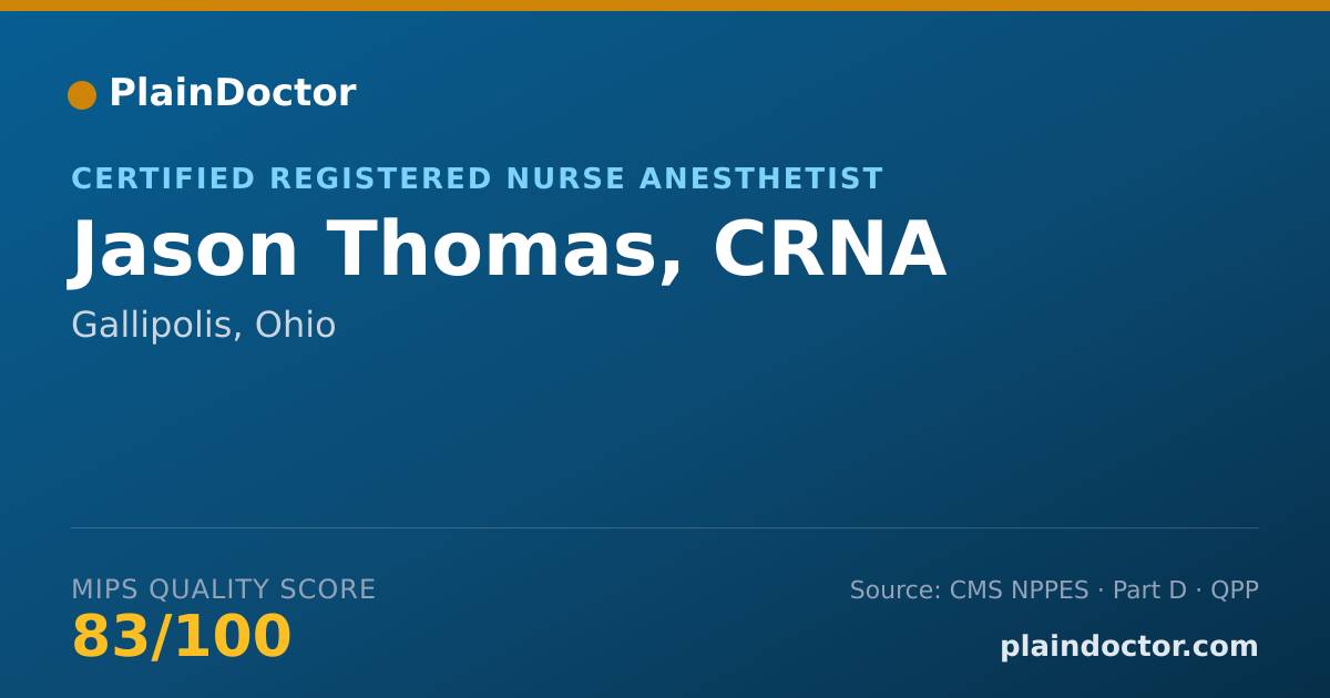 Shareable card for Jason Thomas, CRNA - Certified Registered Nurse Anesthetist, Gallipolis, OH