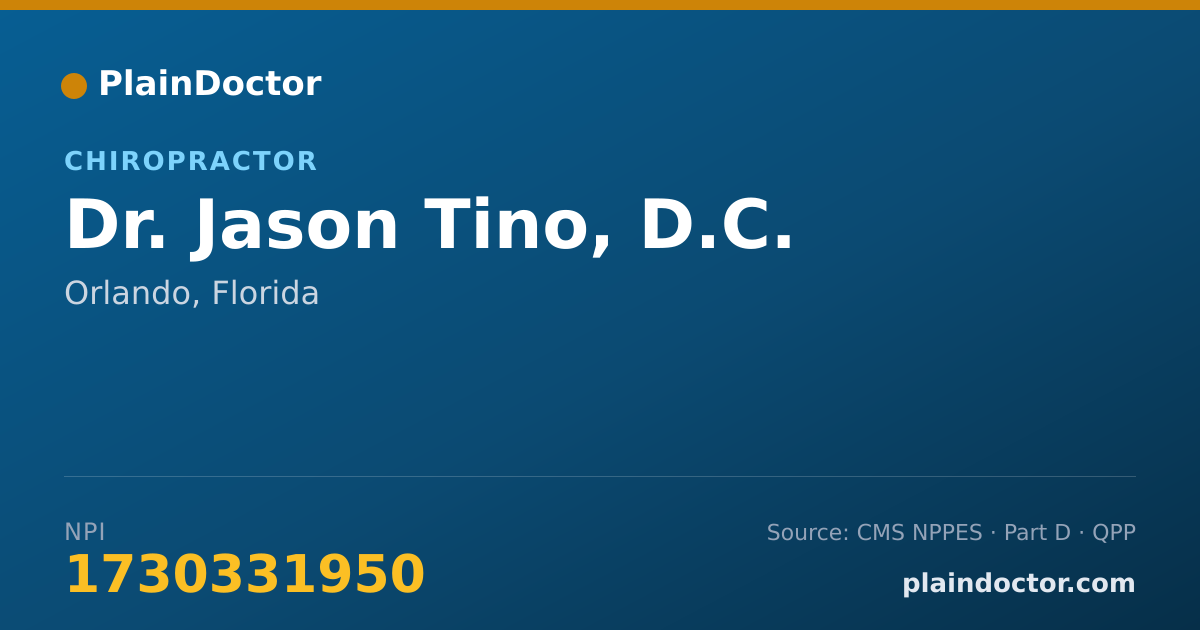 Shareable card for Jason Tino, D.C. - Chiropractor, Orlando, FL