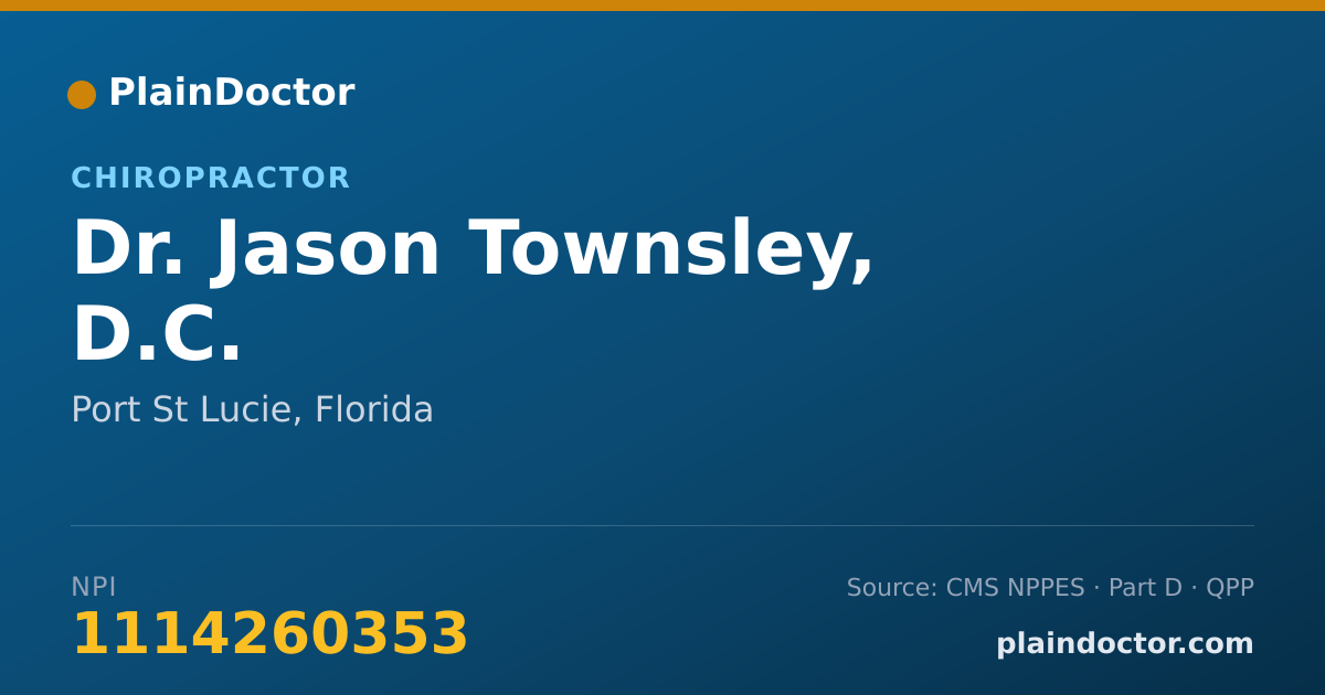Shareable card for Jason Townsley, D.C. - Chiropractor, Port St Lucie, FL