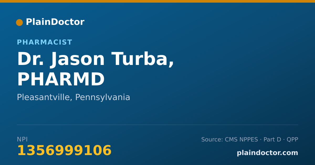 Shareable card for Jason Turba, PHARMD - Pharmacist, Pleasantville, PA