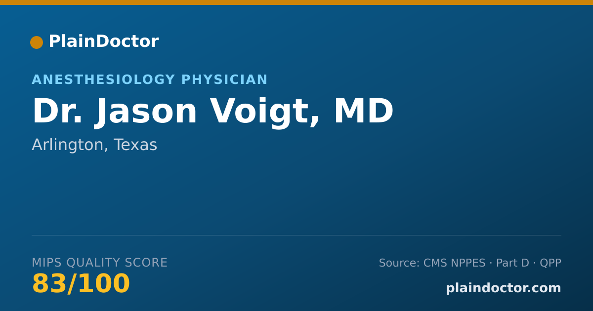 Shareable card for Jason Voigt, MD - Anesthesiology Physician, Arlington, TX