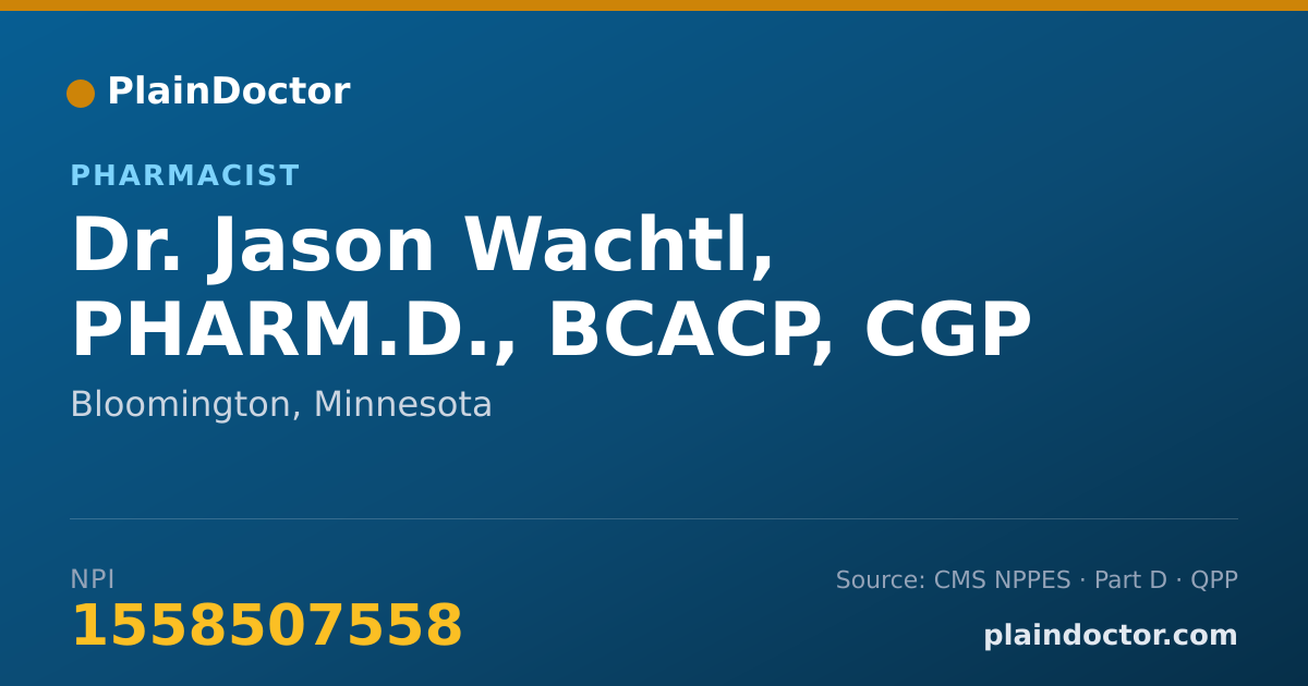 Shareable card for Jason Wachtl, PHARM.D., BCACP, CGP - Pharmacist, Bloomington, MN
