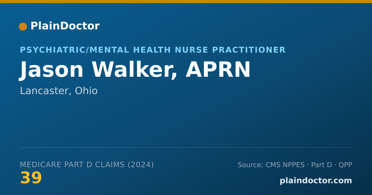 Shareable card for Jason Walker, APRN - Psychiatric/Mental Health Nurse Practitioner, Lancaster, OH