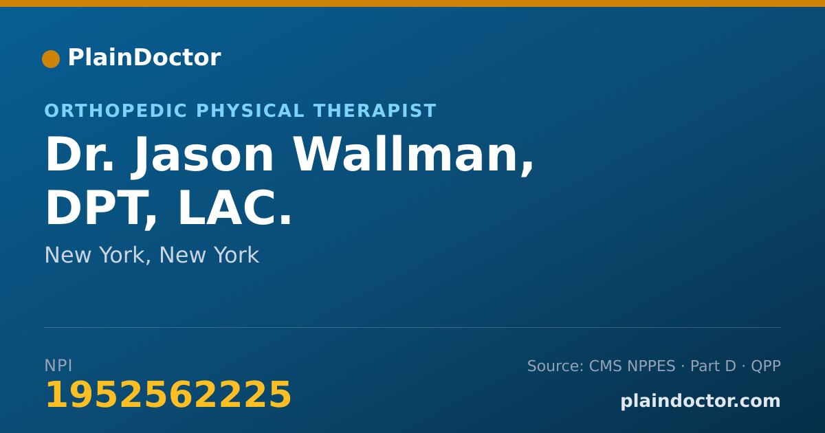 Shareable card for Jason Wallman, DPT, LAC. - Orthopedic Physical Therapist, New York, NY