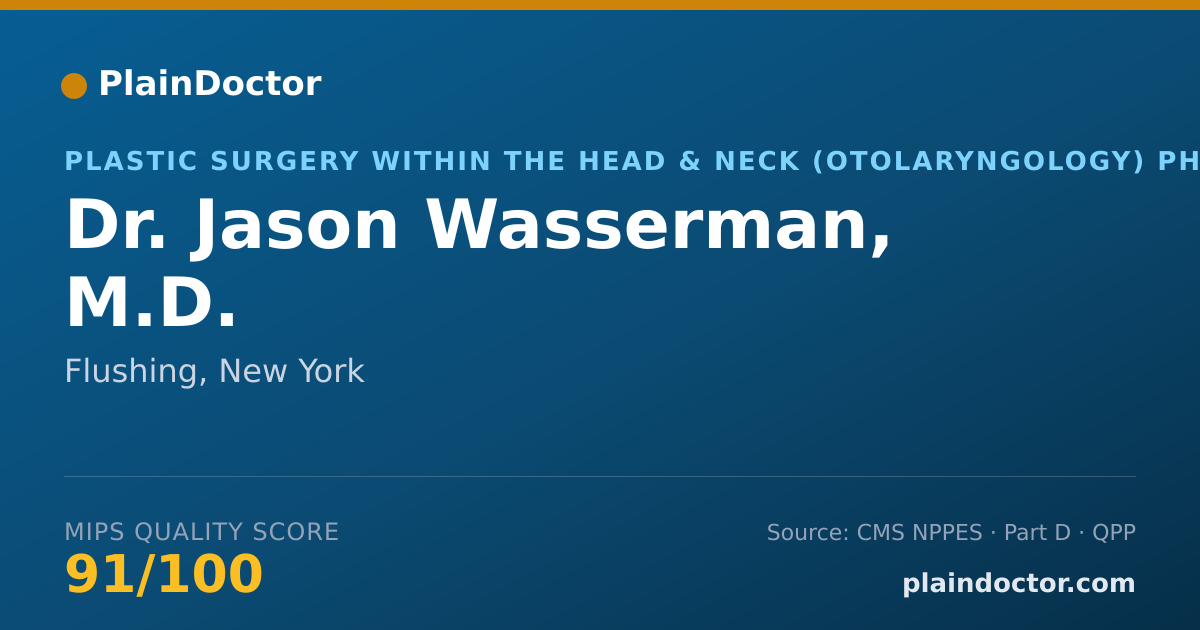 Shareable card for Jason Wasserman, M.D. - Plastic Surgery within the Head & Neck (Otolaryngology) Physician, Flushing, NY