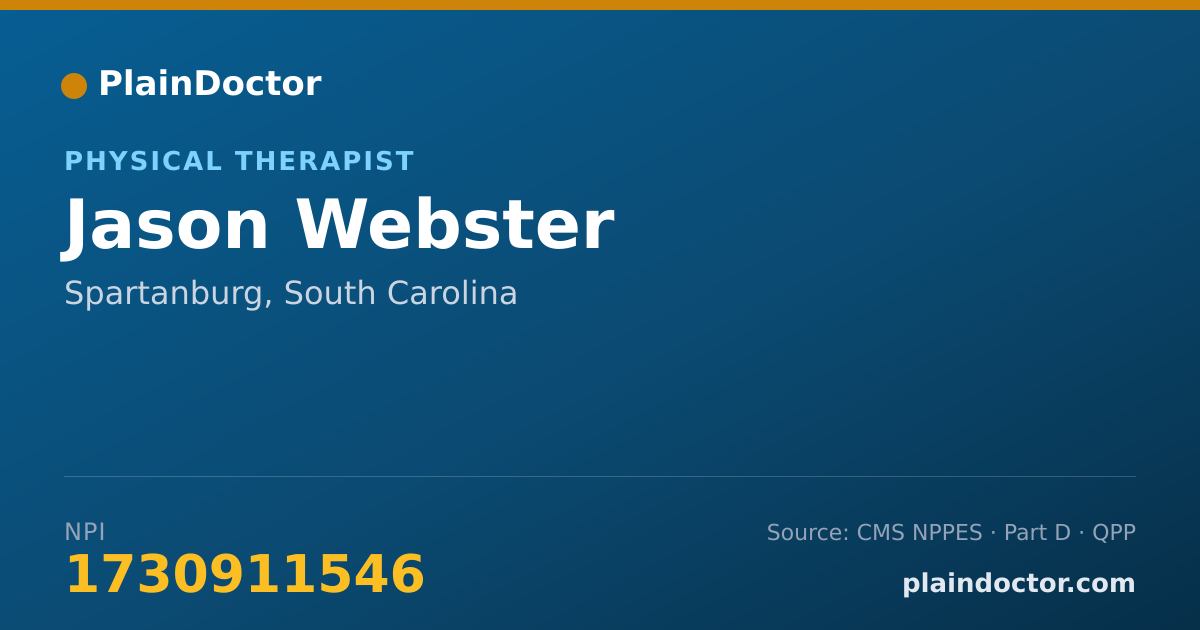 Shareable card for Jason Webster - Physical Therapist, Spartanburg, SC