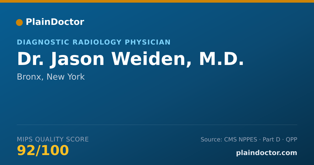 Shareable card for Jason Weiden, M.D. - Diagnostic Radiology Physician, Bronx, NY