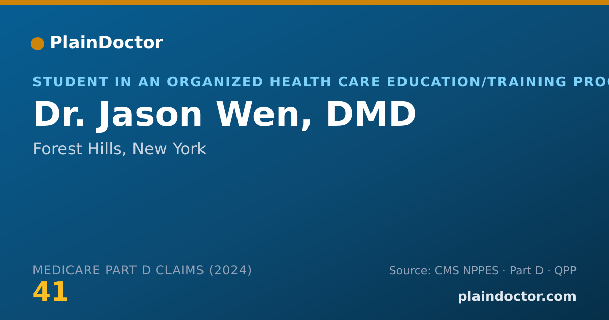 Shareable card for Jason Wen, DMD - Student in an Organized Health Care Education/Training Program, Forest Hills, NY
