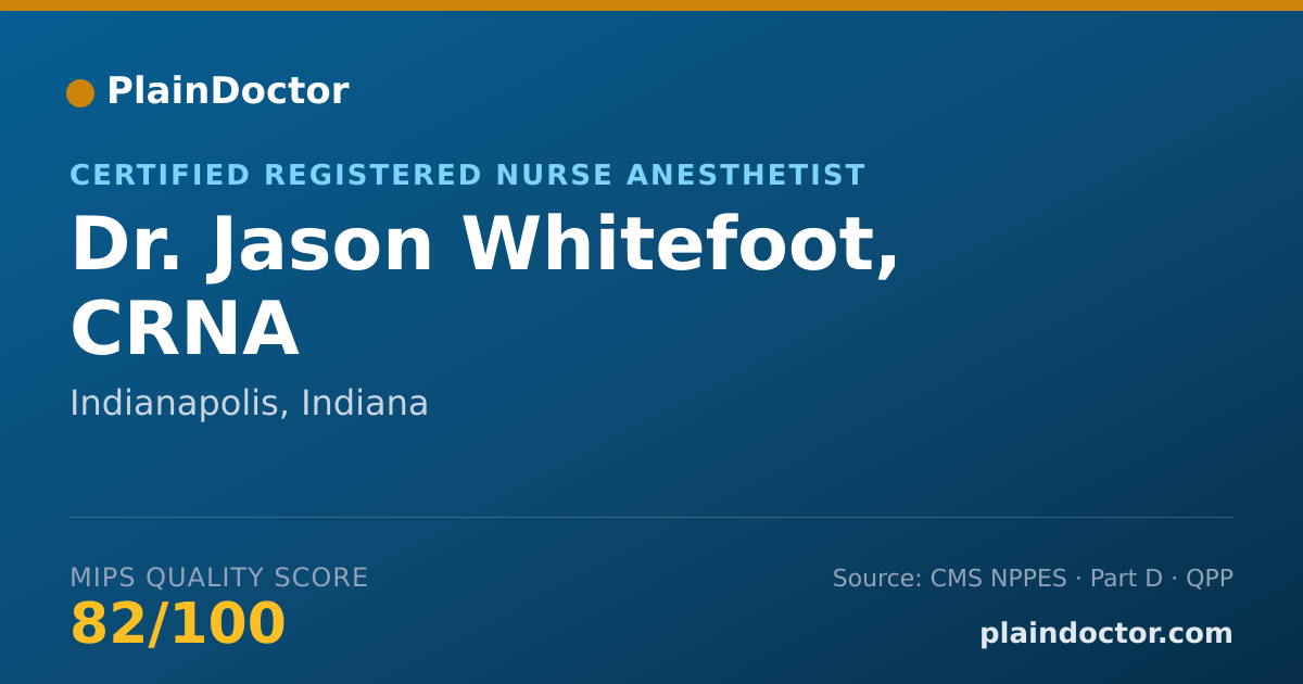 Shareable card for Jason Whitefoot, CRNA - Certified Registered Nurse Anesthetist, Indianapolis, IN