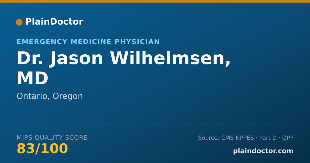 Shareable card for Jason Wilhelmsen, MD - Emergency Medicine Physician, Ontario, OR
