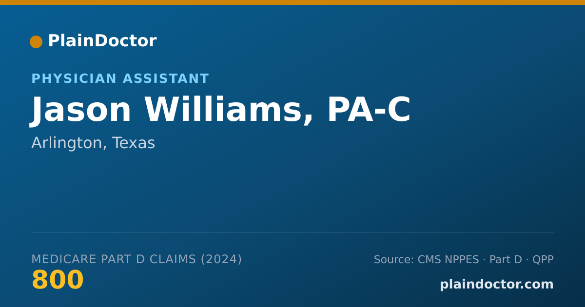 Shareable card for Jason Williams, PA-C - Specialist, Arlington, TX