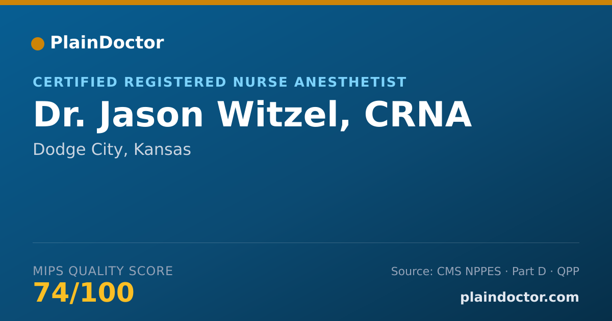 Shareable card for Jason Witzel, CRNA - Certified Registered Nurse Anesthetist, Dodge City, KS