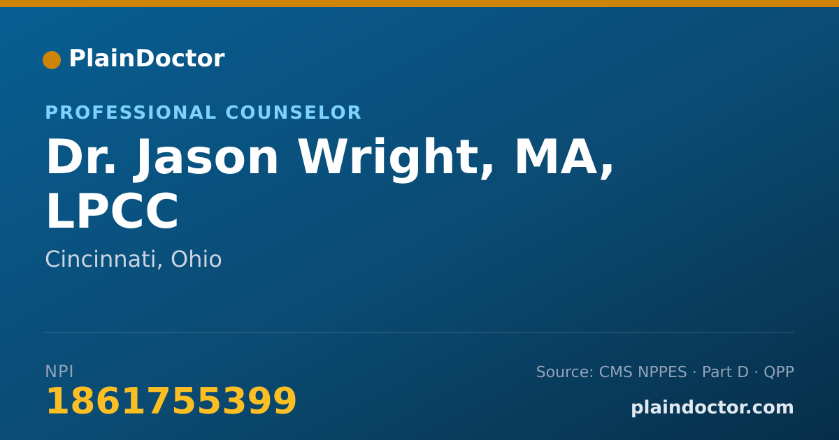 Shareable card for Jason Wright, MA, LPCC - Professional Counselor, Cincinnati, OH
