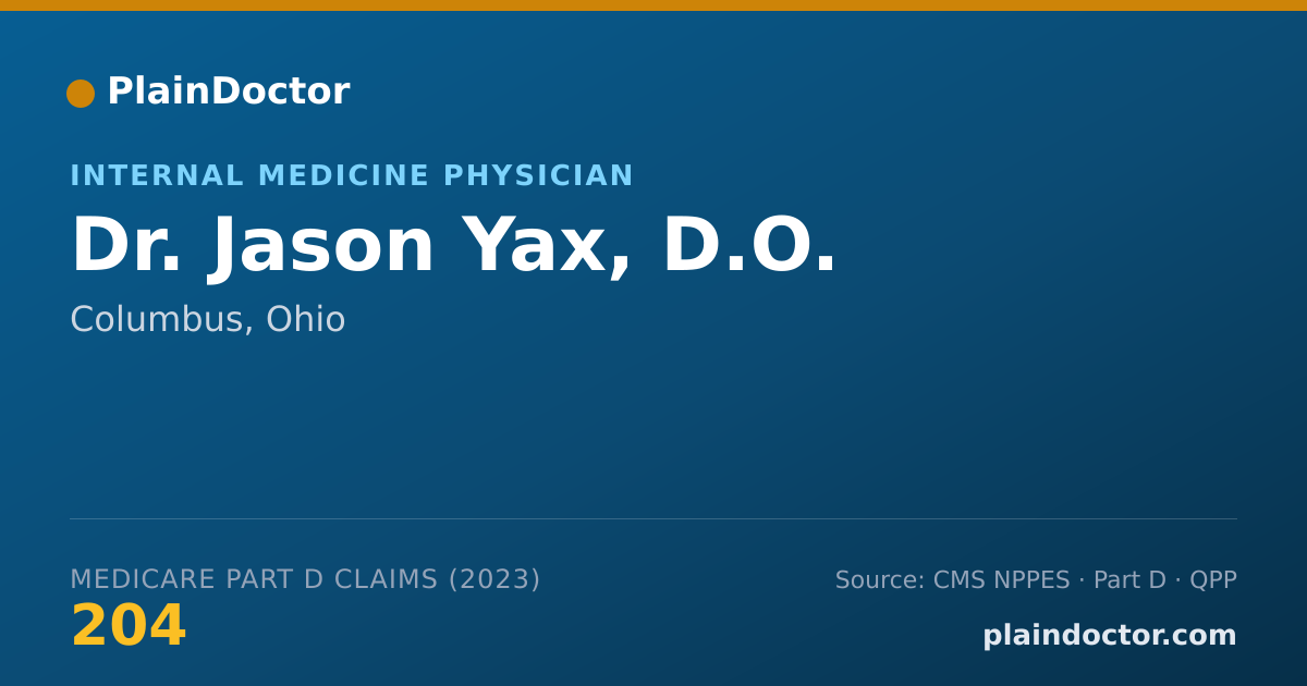 Shareable card for Jason Yax, D.O. - Internal Medicine Physician, Columbus, OH