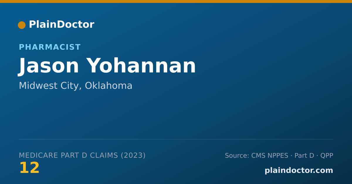 Shareable card for Jason Yohannan - Pharmacist, Midwest City, OK