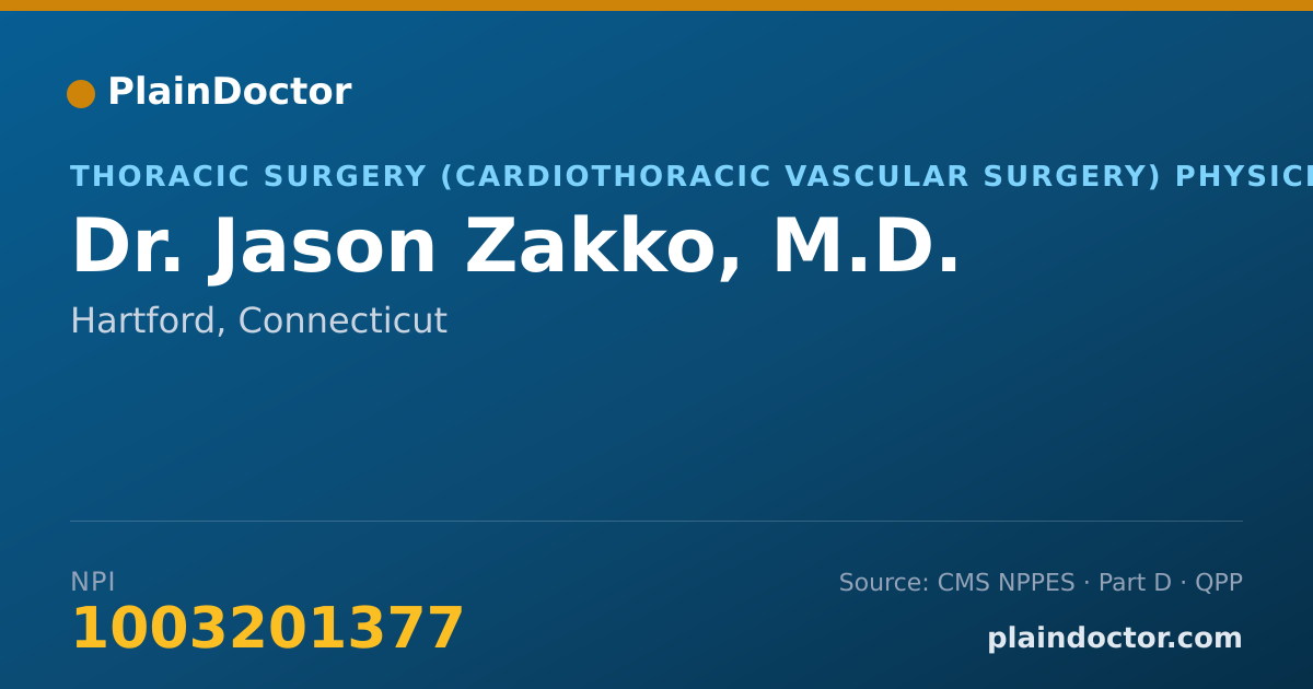 Shareable card for Jason Zakko, M.D. - Thoracic Surgery (Cardiothoracic Vascular Surgery) Physician, Hartford, CT