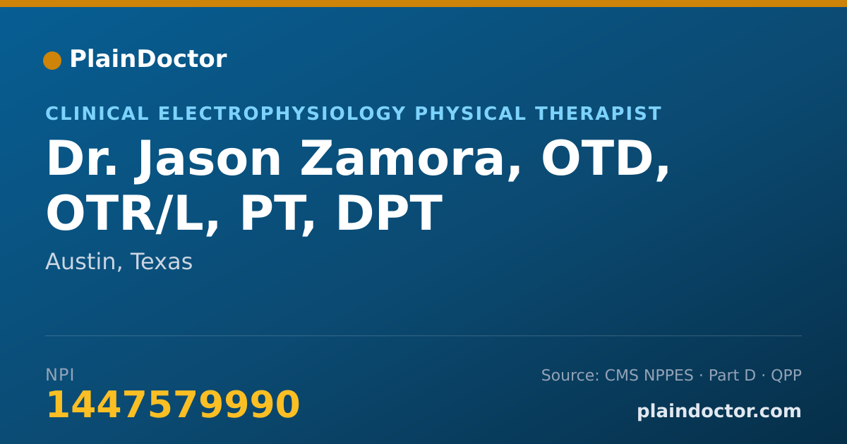 Shareable card for Jason Zamora, OTD, OTR/L, PT, DPT - Clinical Electrophysiology Physical Therapist, Austin, TX