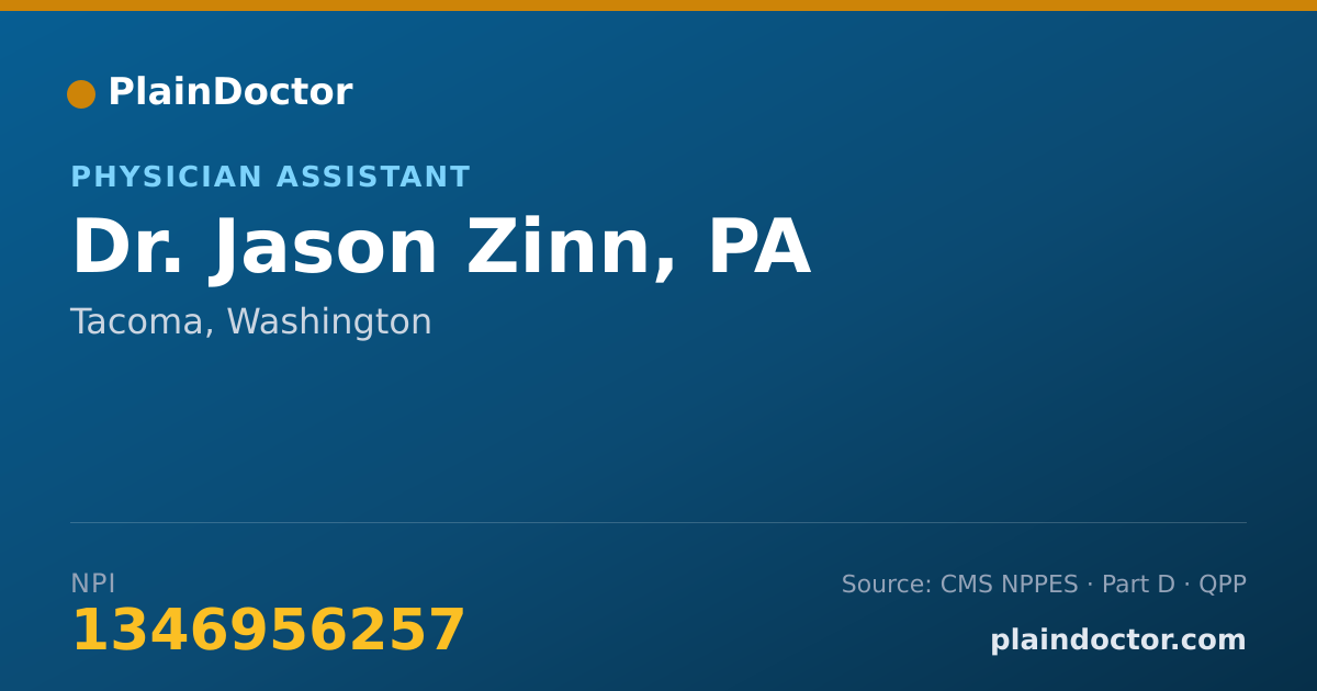 Shareable card for Jason Zinn, PA - Physician Assistant, Tacoma, WA