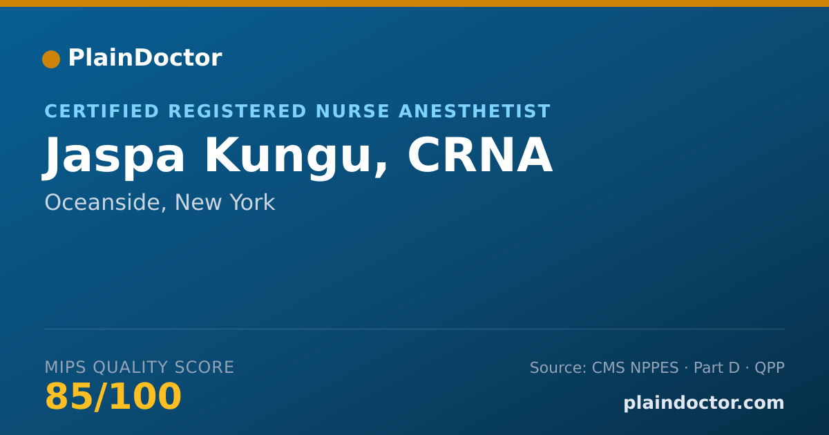 Shareable card for Jaspa Kungu, CRNA - Certified Registered Nurse Anesthetist, Oceanside, NY