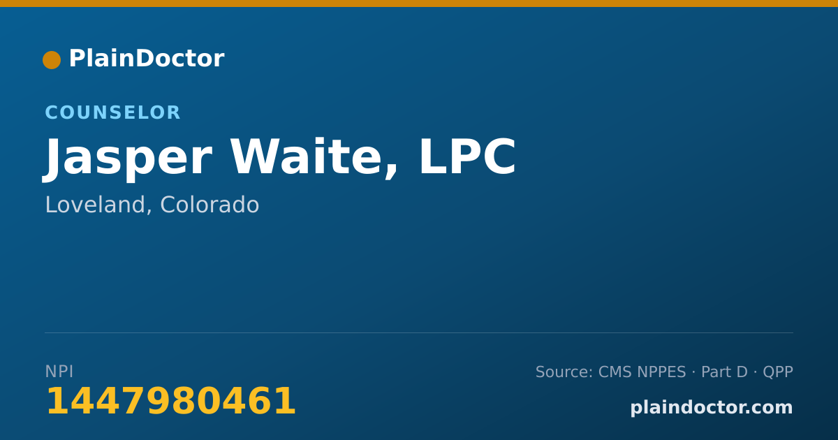 Shareable card for Jasper Waite, LPC - Counselor, Loveland, CO