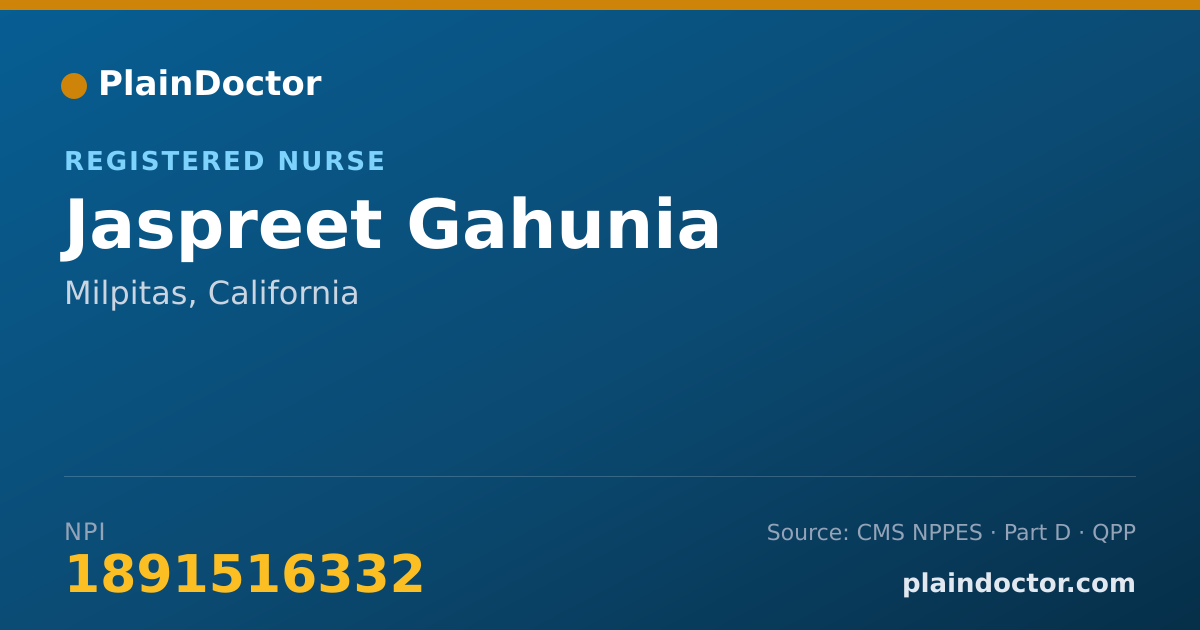 Shareable card for Jaspreet Gahunia - Registered Nurse, Milpitas, CA