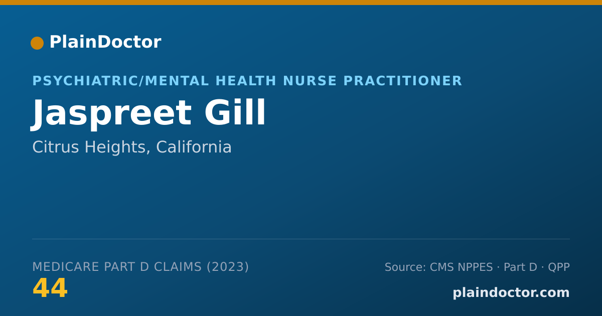 Shareable card for Jaspreet Gill - Psychiatric/Mental Health Nurse Practitioner, Citrus Heights, CA