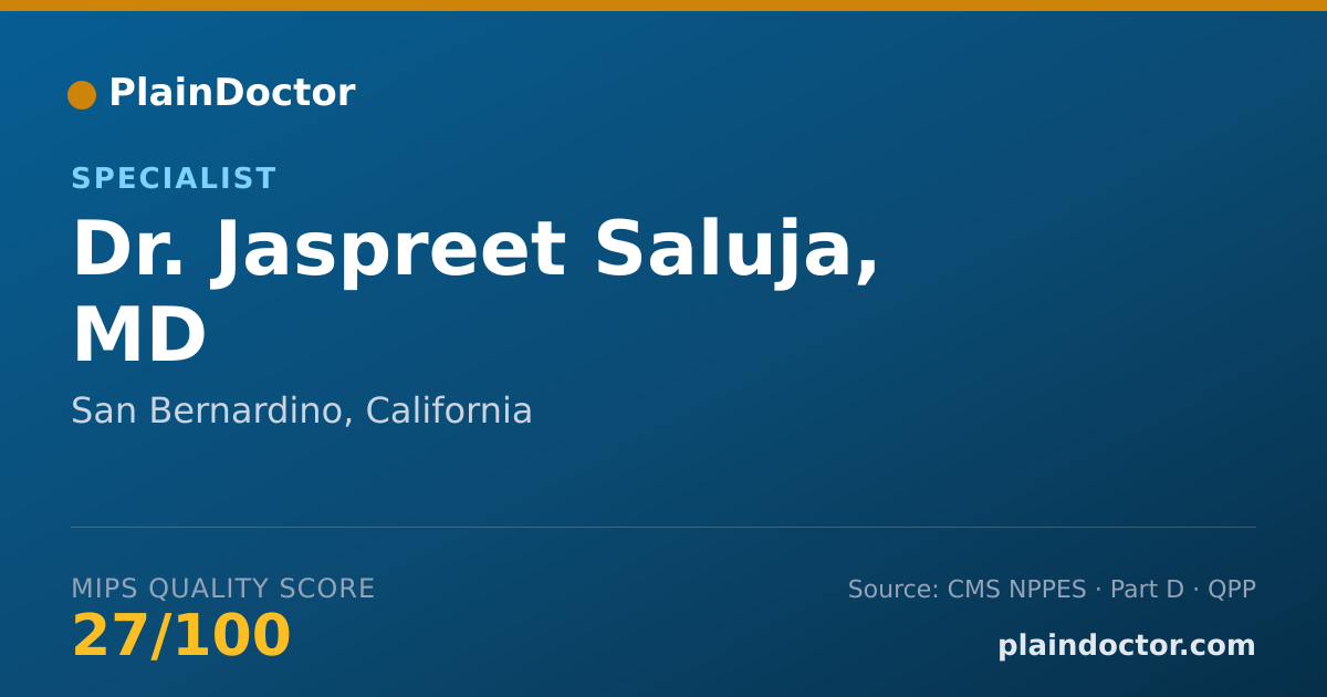 Shareable card for Jaspreet Saluja, MD - Specialist, San Bernardino, CA