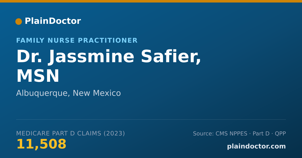 Shareable card for Jassmine Safier, MSN - Family Nurse Practitioner, Albuquerque, NM