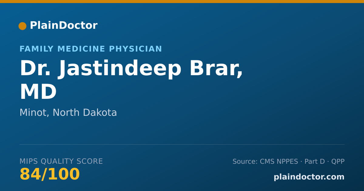Shareable card for Jastindeep Brar, MD - Family Medicine Physician, Minot, ND