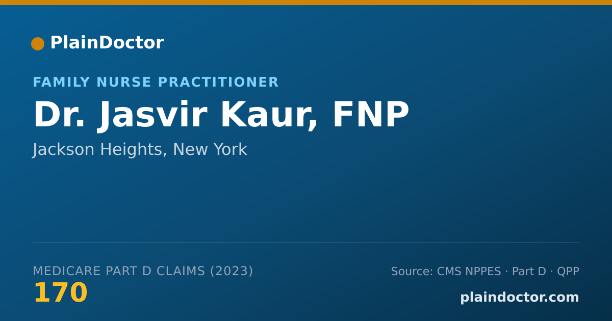 Shareable card for Jasvir Kaur, FNP - Family Nurse Practitioner, Jackson Heights, NY