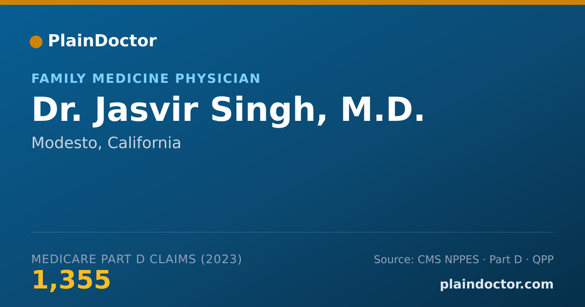 Shareable card for Jasvir Singh, M.D. - Family Medicine Physician, Modesto, CA