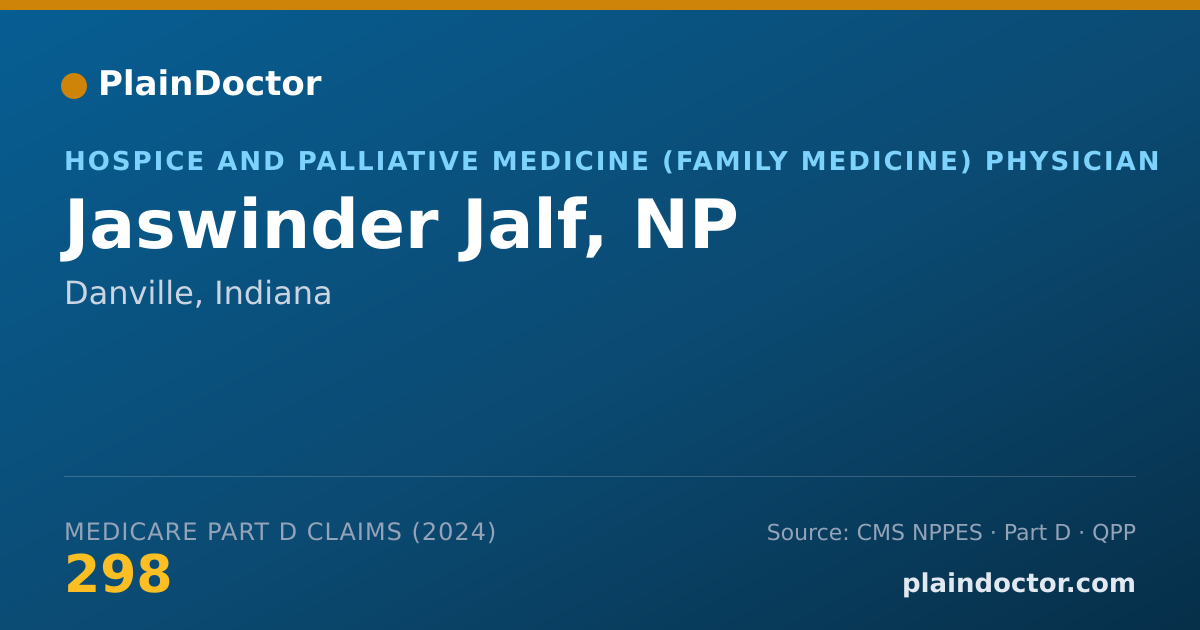 Shareable card for Jaswinder Jalf, NP - Hospice and Palliative Medicine (Family Medicine) Physician, Danville, IN