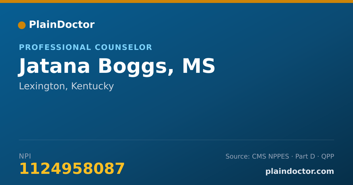 Shareable card for Jatana Boggs, MS - Professional Counselor, Lexington, KY