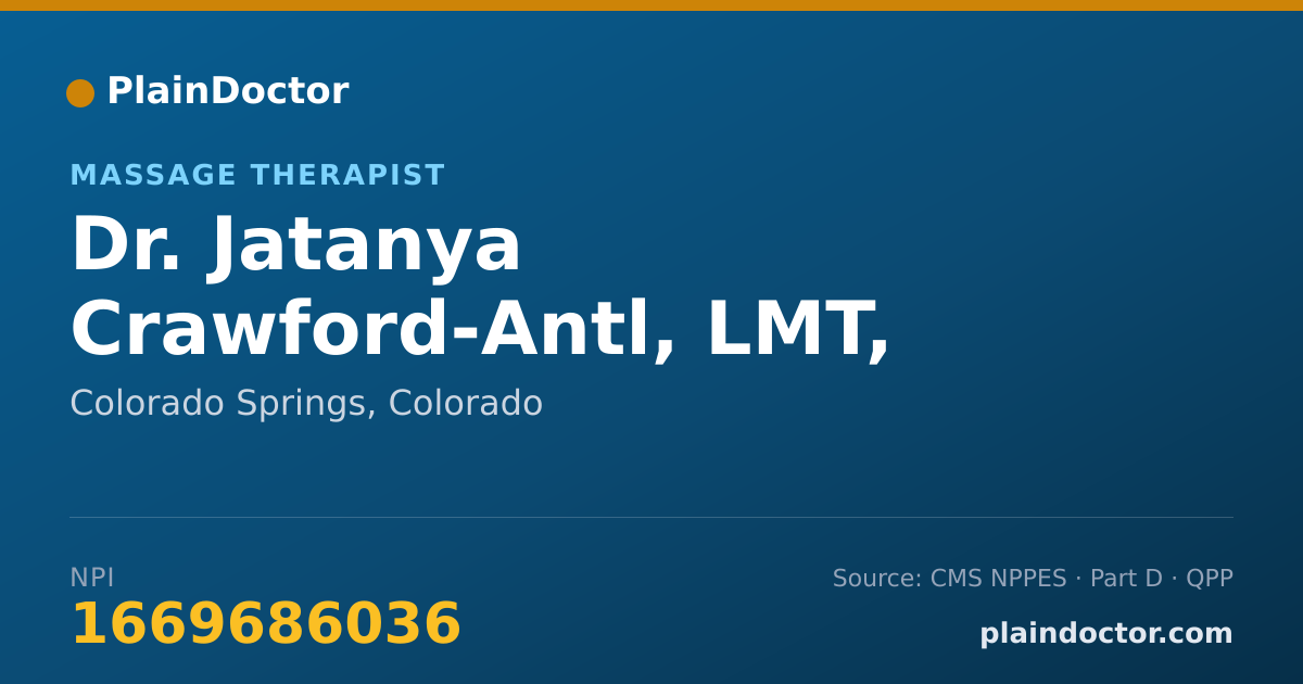 Shareable card for Jatanya Crawford-Antl, LMT, NCTMB - Massage Therapist, Colorado Springs, CO