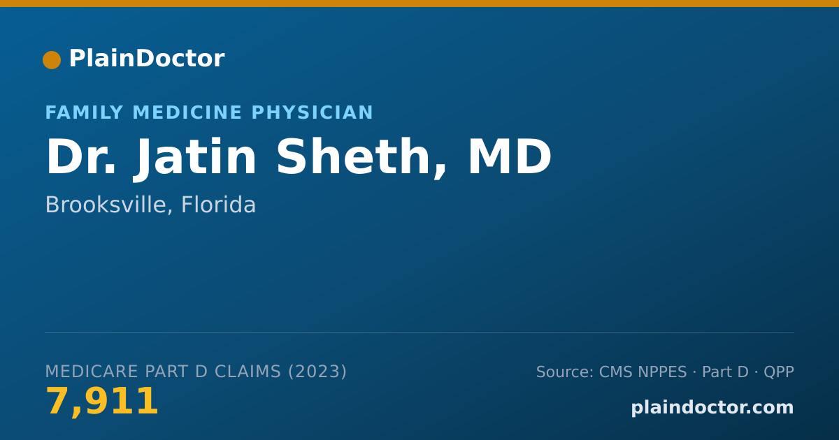 Shareable card for Jatin Sheth, MD - Family Medicine Physician, Brooksville, FL