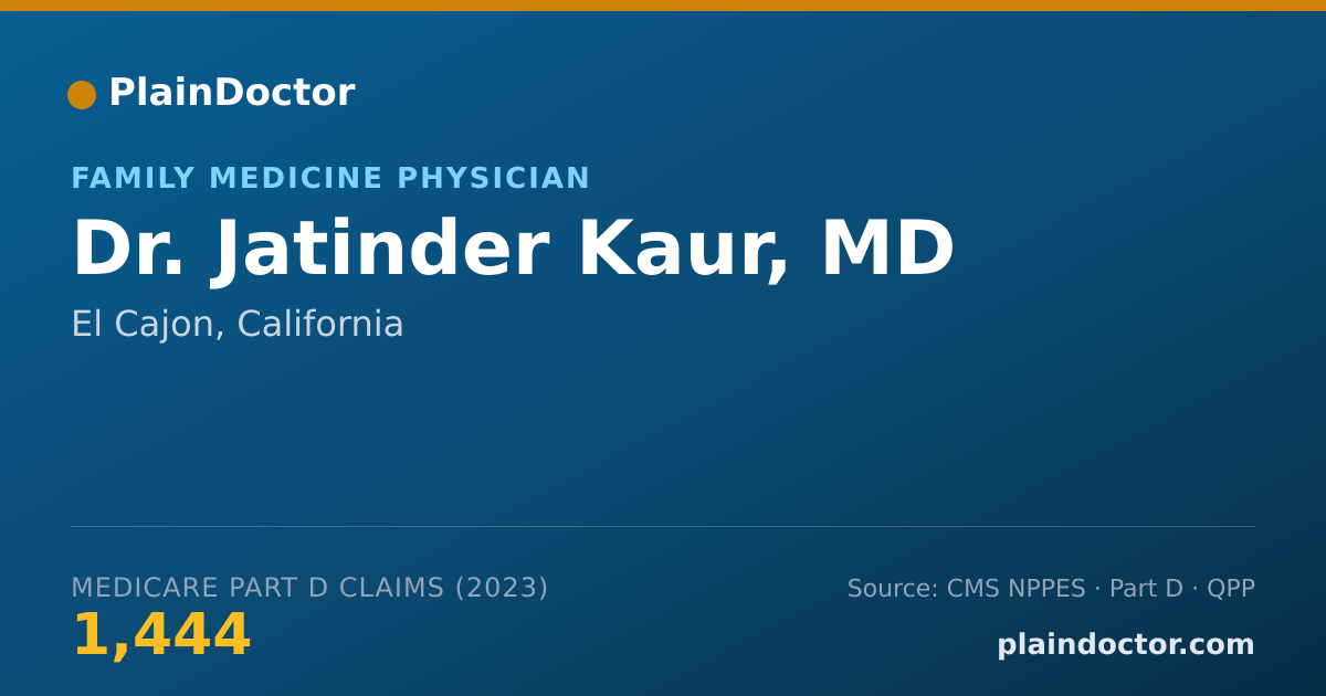 Shareable card for Jatinder Kaur, MD - Family Medicine Physician, El Cajon, CA