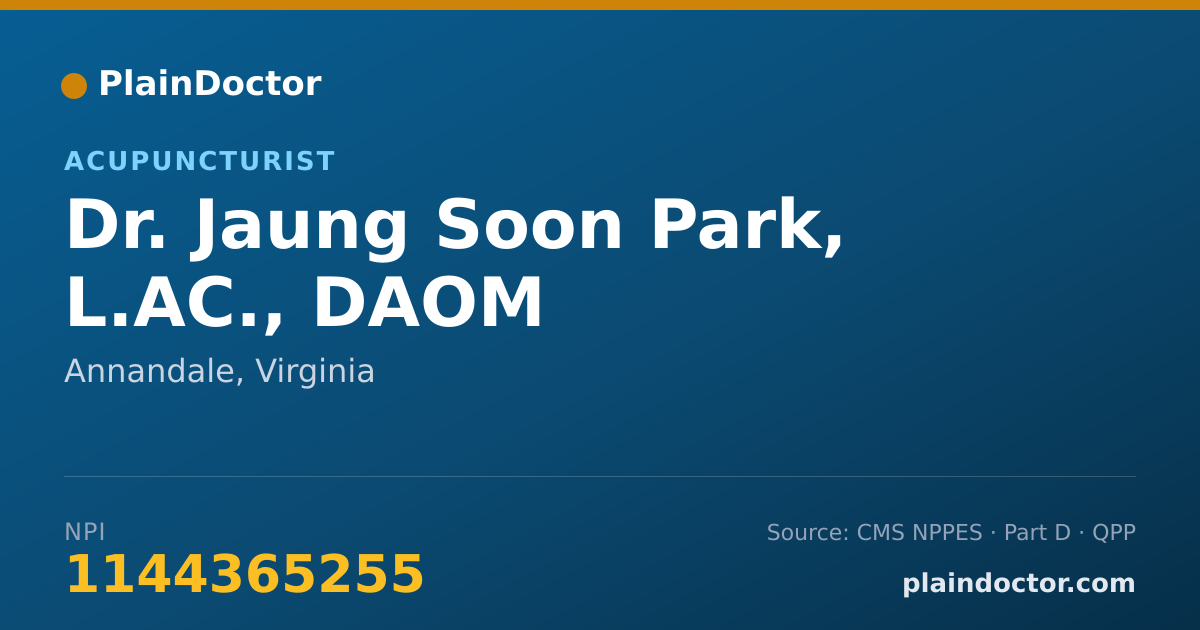 Shareable card for Jaung Soon Park, L.AC., DAOM - Acupuncturist, Annandale, VA
